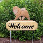Chow Chow Outdoor Welcome Garden Sign Tan/Red in Color