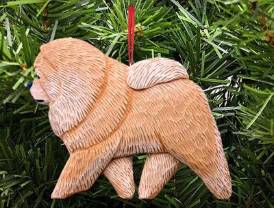 Chow Chow Tree Ornament Tan/Red