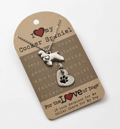 Cocker Spaniel Necklace & Collar Charm Set 16 Inches