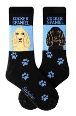 Cocker Spaniel Socks Blonde and Black - Blue and Black in Color