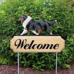 Collie Outdoor Welcome Garden Sign Blue in Color