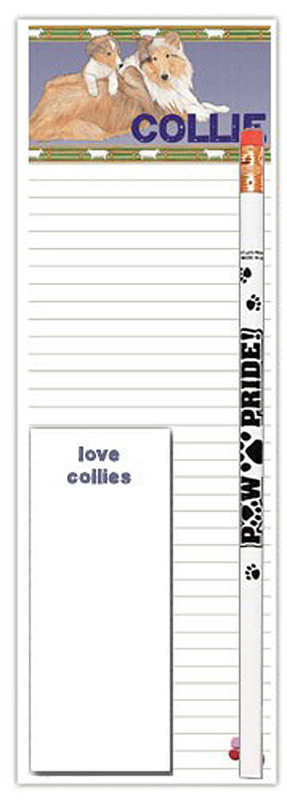 Collie Dog Notepads To Do List Pad Pencil Gift Set