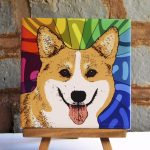 Corgi Pembroke Colorful Portrait Original Artwork on Ceramic Tile 4x4 Inches