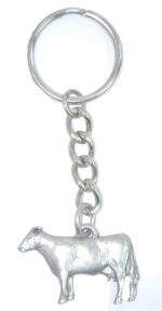 Cow Keychain Pewter