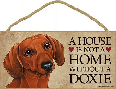 Dachshund Wood Dog Sign Wall Plaque 5 x 10 + Bonus Coaster