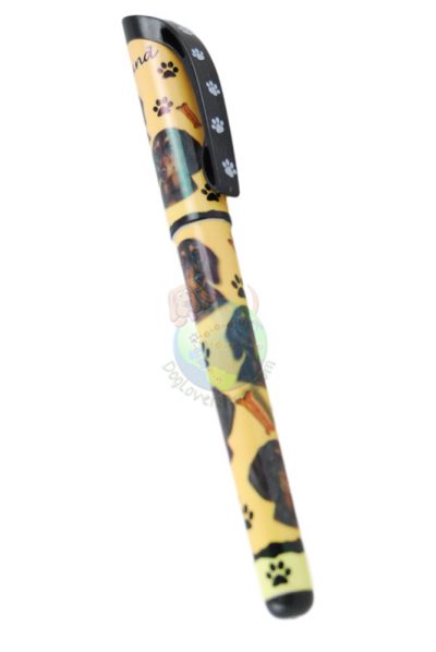 Black Dachshund Writing Pen Yellow in Color