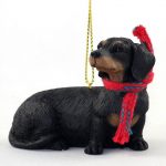Dachshund Dog Christmas Ornament Scarf Figurine Black