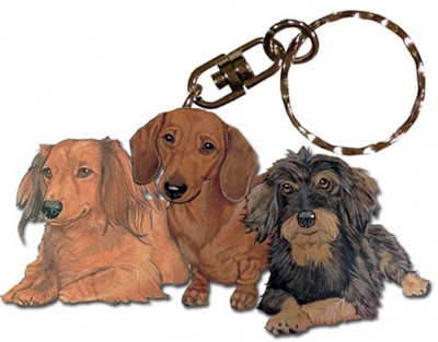 Dachshund Wooden Dog Breed Keychain Key Ring
