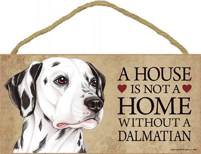 Dalmatian Wood Dog Sign Wall Plaque Photo Display 5 x 10 - House Is Not A Home + Bonus Coaster