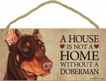 Doberman Wood Dog Sign Wall Plaque 5 x 10 + Bonus Coaster