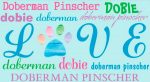 Doberman Pinscher Rectangular Magnet That Says Love & Doberman Pinscher in a Pattern
