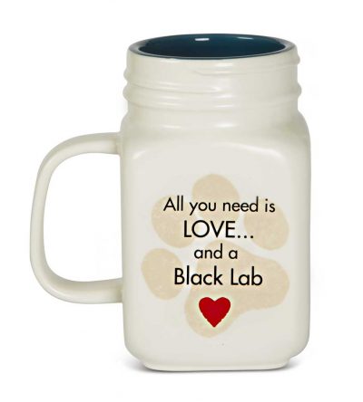 Black & White Cat 21 Oz. Ceramic Mug Mason Jar - All You Need Is Love