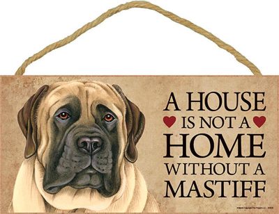English Mastiff Wood Dog Sign Wall Plaque 5 x 10 + Bonus Coaster