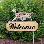 English Setter Outdoor Welcome Garden Sign Liver in Color