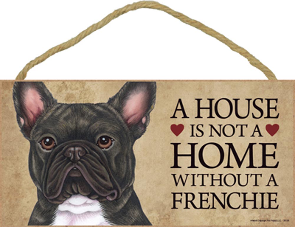 French Bulldog Wood Dog Sign Wall Plaque 5 x 10   Bonus Coaster 