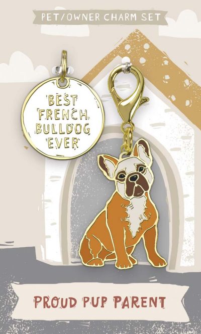French Bulldog Collar Charm and Keychain Set