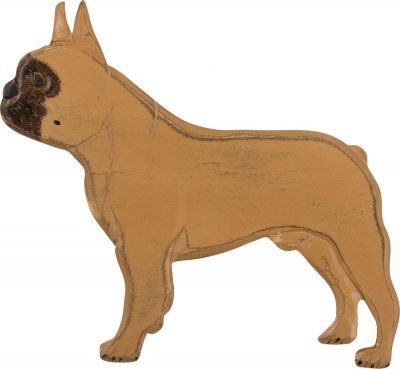 French Bulldog Wood Wall Plaque Figure Cream/Fawn