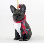 French Bulldog Dog Christmas Ornament Scarf Figurine