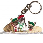 French Bulldog Wooden Dog Breed Keychain Key Ring