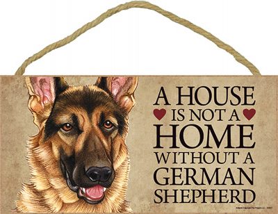 German Shepherd Wood Dog Sign Wall Plaque 5 x 10 + Bonus Coaster