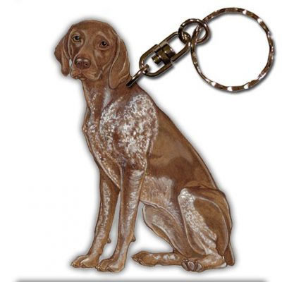 German Shorthair Pointer Wooden Dog Breed Keychain Key Ring