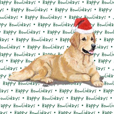 Golden Retriever Holiday Coasters Laying Down