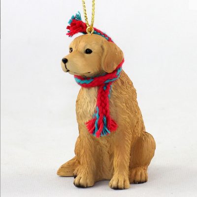 Golden Retriever Dog Christmas Ornament Scarf Figurine