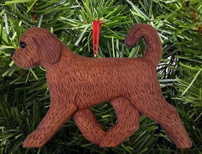 Goldendoodle Ornament Red and Brown