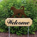 Goldendoodle Outdoor Welcome Yard Sign Chocolate in Color