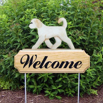 Cream Goldendoodle Outdoor Welcome Sign