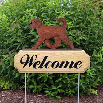 Red Goldendoodle Outdoor Welcome Signs