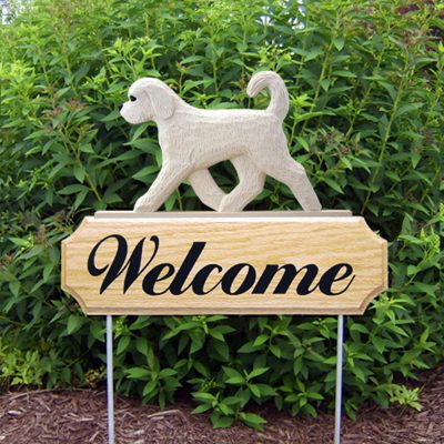 Goldendoodle Outdoor Welcome Sign White in Color