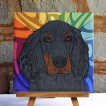 Gordon Setter Colorful Portrait Original Artwork on Ceramic Tile 4x4 Inches