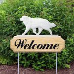 Great Pyrenees Outdoor Welcome Garden Sign White in Color