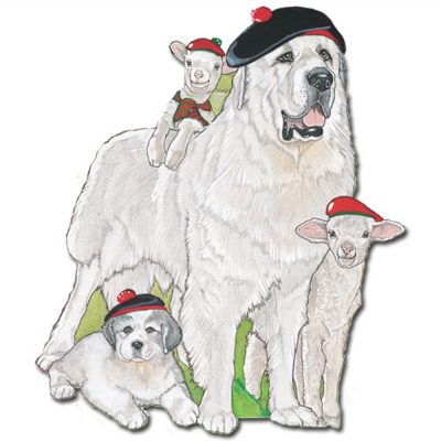 Great Pyrenees Wooden Magnet Family