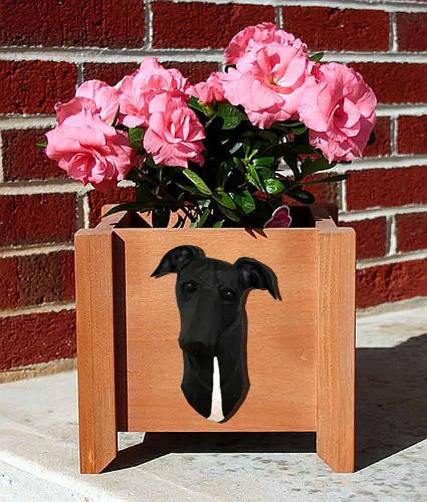 Greyhound Planter Flower Pot Black