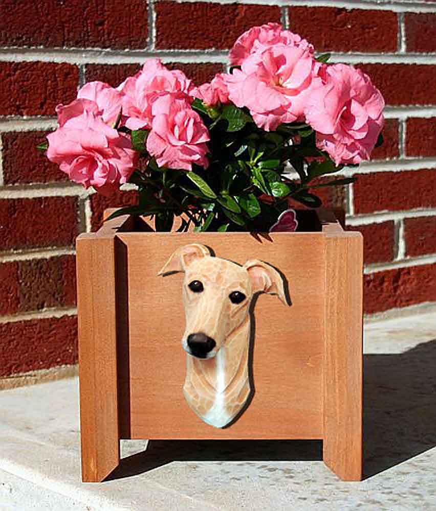 Greyhound Planter Flower Pot Fawn