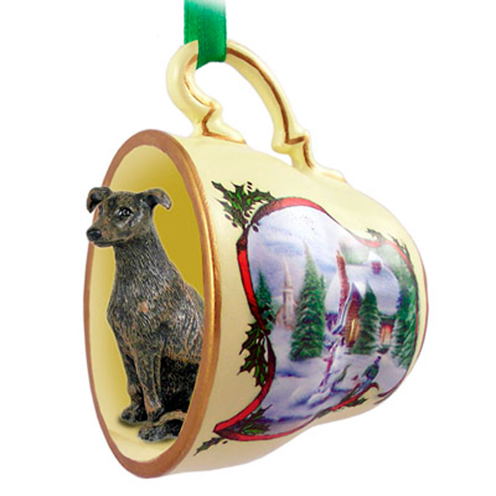 Greyhound Teacup Ornament Brindle