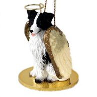Simply Silver - PAPILLON (BROWN WHITE) ANGEL DOG CHRISTMAS ORNAMENT HOLIDAY  Figurine Statue