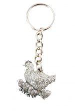 Hen and Chicks Pewter Keychain