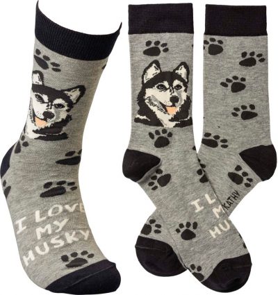 I Love My Husky Socks By Kathy