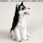 Husky Mini Resin Hand Painted Dog Figurine Black/White Brown Eyed