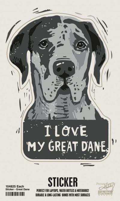 Great Dane Shaped Sticker By Kathy