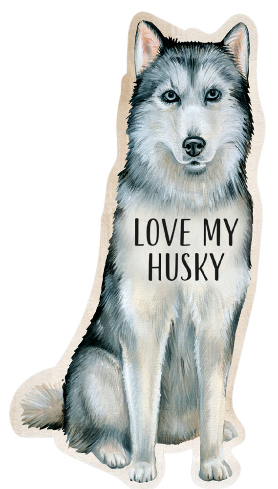 Husky Love My Dog Shaped Magnet