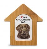 Chocolate Lab Wooden Dog House Magnet 3.5 X 3 In. Self Standing