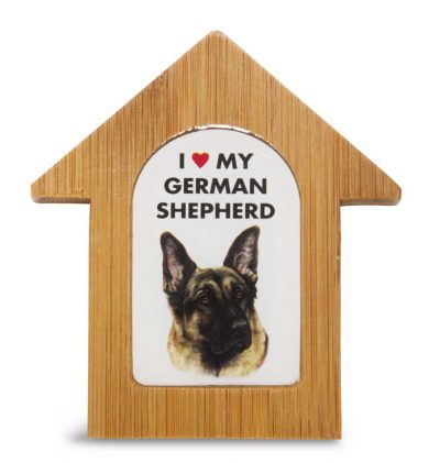 German Shepherd Wooden Dog House Magnet 3.5 X 3 In. Self Standing