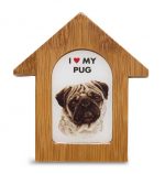 Pug Wooden Dog House Magnet 3.5 X 3 In. Self Standing