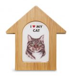 Tabby Cat Wooden Dog House Magnet 3.5 X 3 In. Self Standing