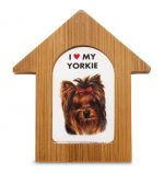 Yorkie Wooden Dog House Magnet 3.5 X 3 In. Self Standing