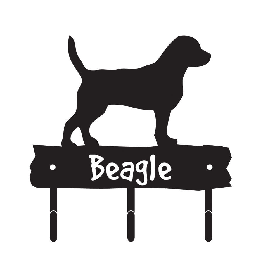 Beagle Dog Breed Silhouette Leash Hook Holder & Key Rack Metal Figurine ...